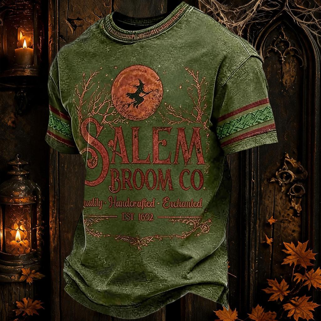 Men's Fall Halloween Short Sleeve T-Shirt Casual Holiday Party Top for Everyday Wear