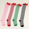 Holiday Lovely 3D Bowknot Striped Over Knee Thigh High Socks for Woman Clothing