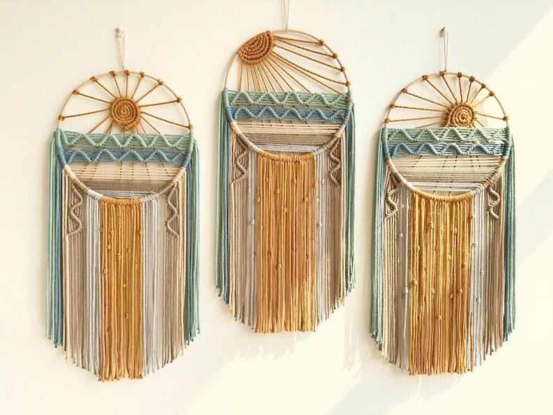 Macrame Sunrise Sunset Wall Hanging: Boho Beach Decor