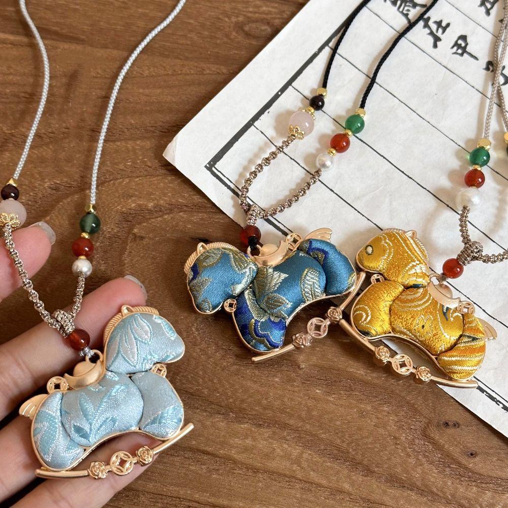 Ancient Style New Chinese Style Necklace Hanging Rope Beads Horse Pendant Women