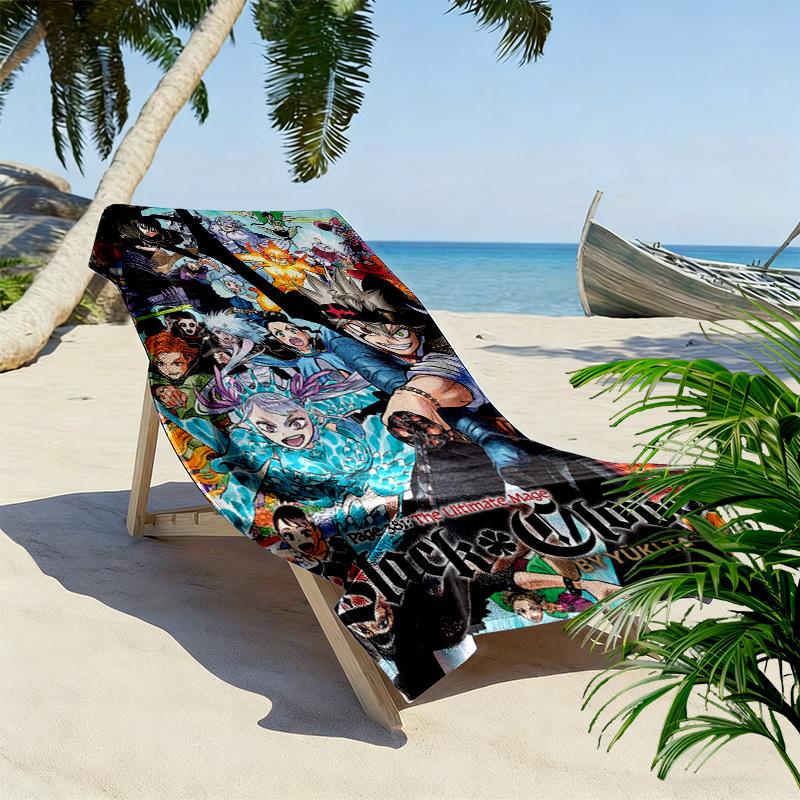 Anime Black Clover Print Beach Towel, Large Soft Quick Dry Towel for Beach Camping Swimming