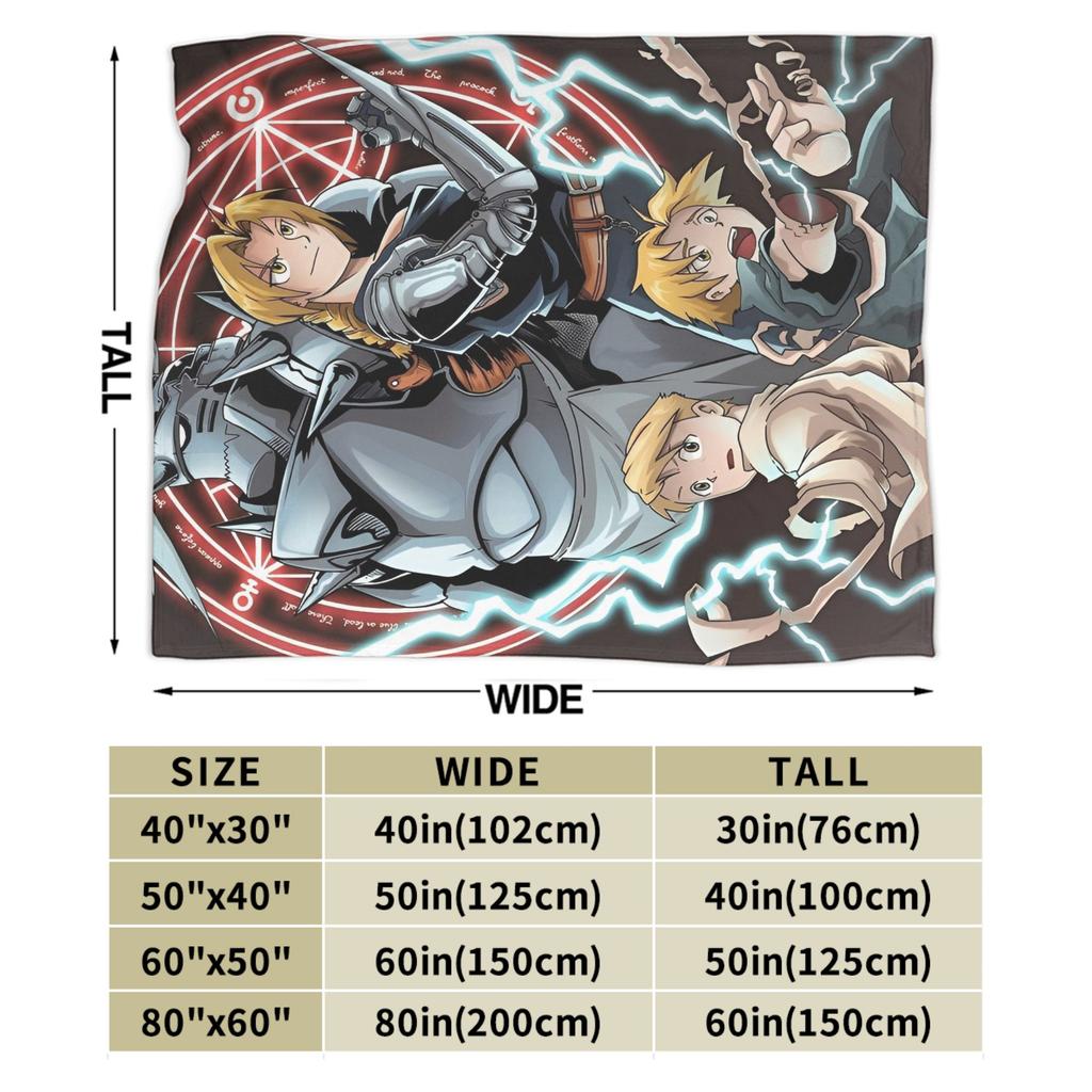 Fullmetal Alchemist  Super Soft Blankets  Girls Boys Plush Bedding Throws Pattern Couch Chair Flannel Bedspread Sofa Bed Cover