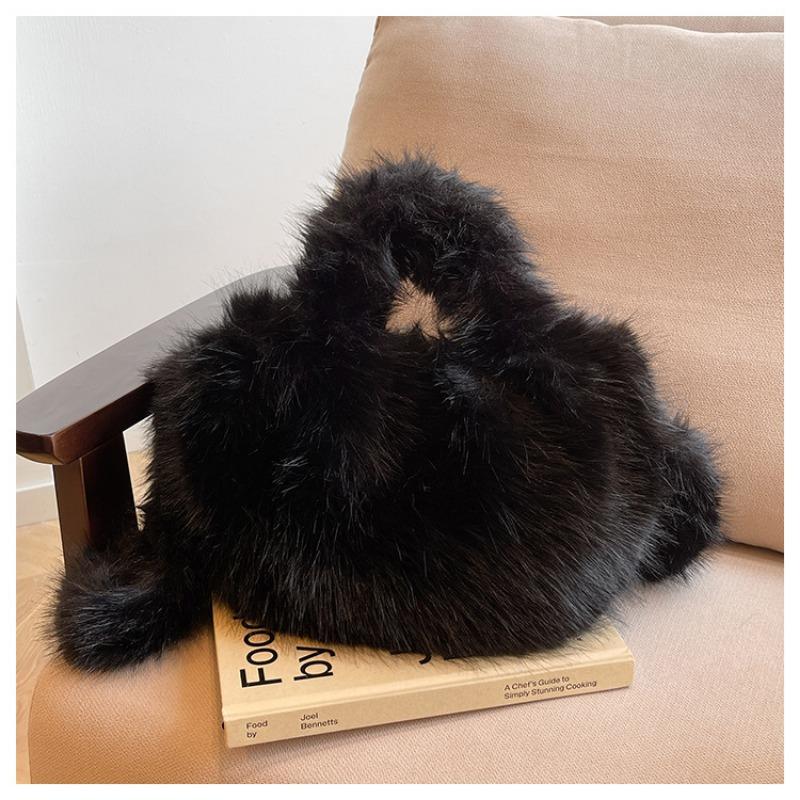 Plush bag women's autumn and winter new rose red handbag doll little monster fluffy bucket bag