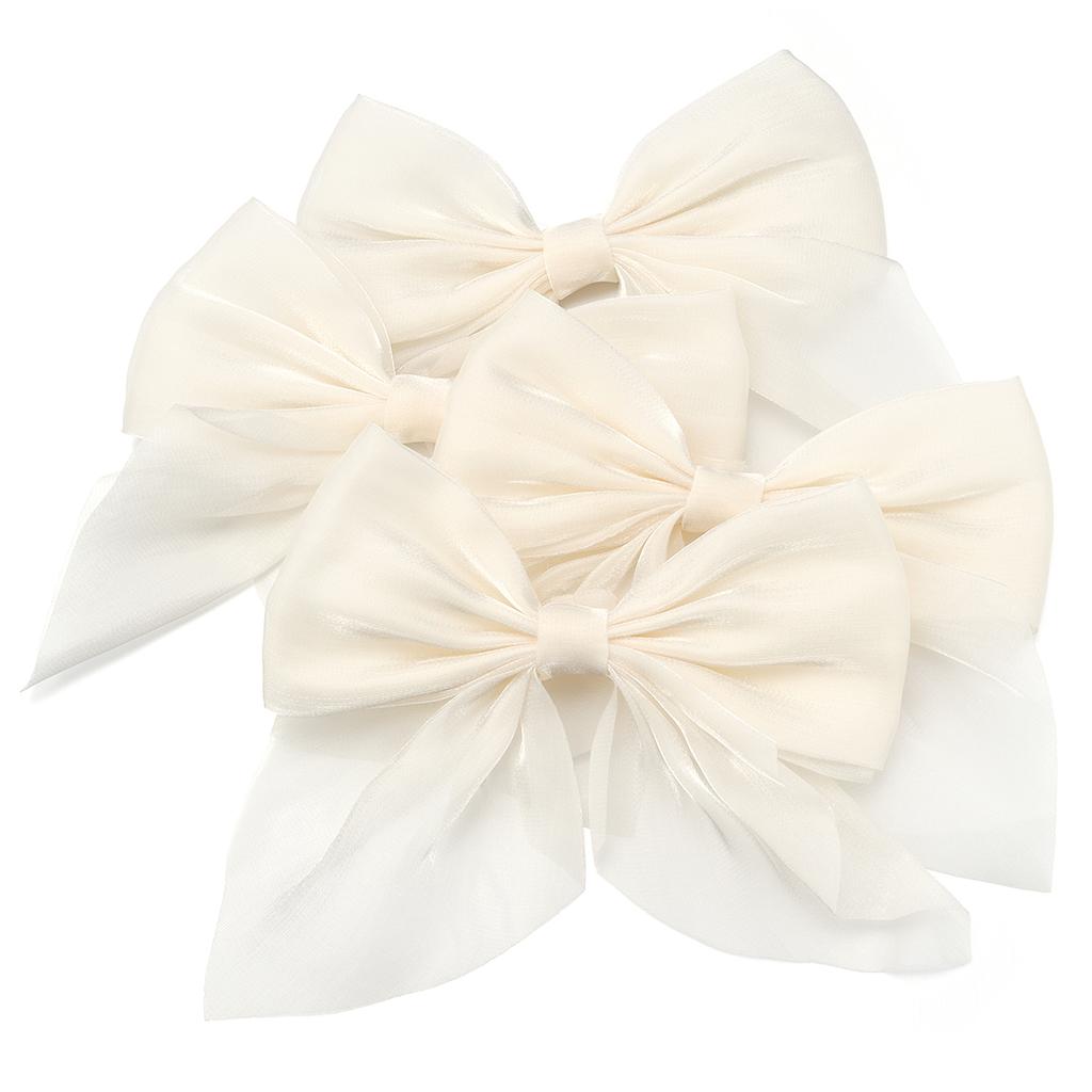 4Pcs Solid Color Chiffon Bow 12x11cm Cute Handmade Ribbon Bowknot for DIY Hairpins Hair Accessories Crafts Clothing Decoration