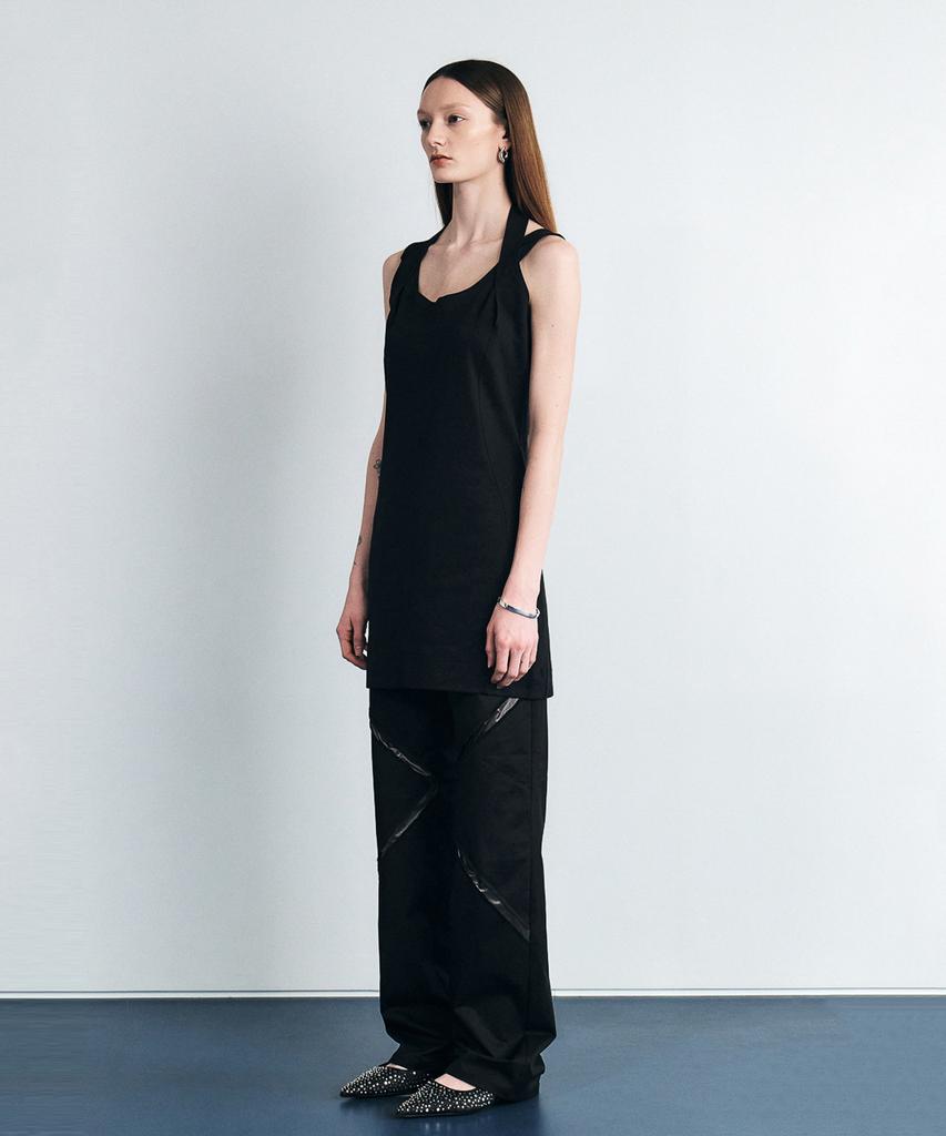 Sillot Twist Neck Sleeveless Mini Dress (Black)
