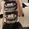 Îmbrăcăminte Y2K anii 2000, bluză Harajuku cu zâne de gunoi, tricou pentru femei, imprimeu Goth cu buze KISS E-girl EMO Crop, top club pentru femei