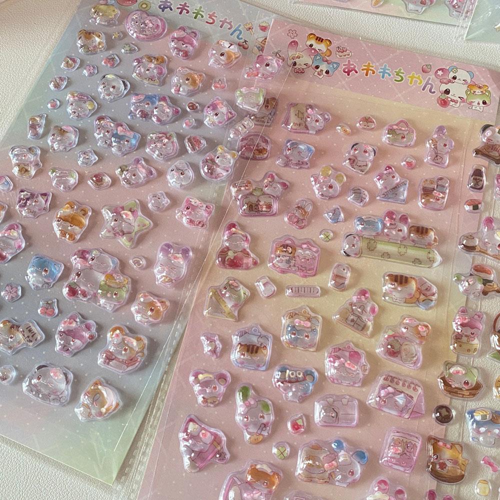 3D Relief Jelly Stickers Cartoon Animal Sticker DIY Phone Case Diary Stationery Stickers Creative Scrapbook Decoration Gifts