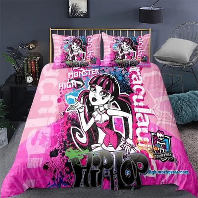 Set Biancheria da Letto Monster High Stampato in 3D Copripiumino Camera da Letto Copripiumini Singolo Matrimoniale King Size Copripiumino Tessile per la Casa 2/3 Pezzi