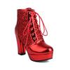 Autumn New Women Chunky High Heels Bling Party Ankle Chelsea Boots Gold Silver Red Black Big Size 34-48