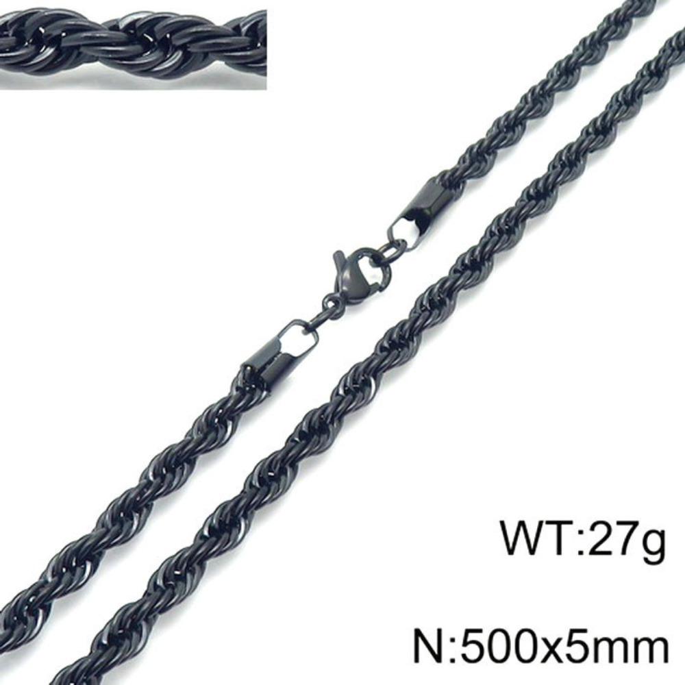 Hip-hop Style Vacuum Plating Black Titanium Steel Men's and Women's Winding Ladder Twist Necklace