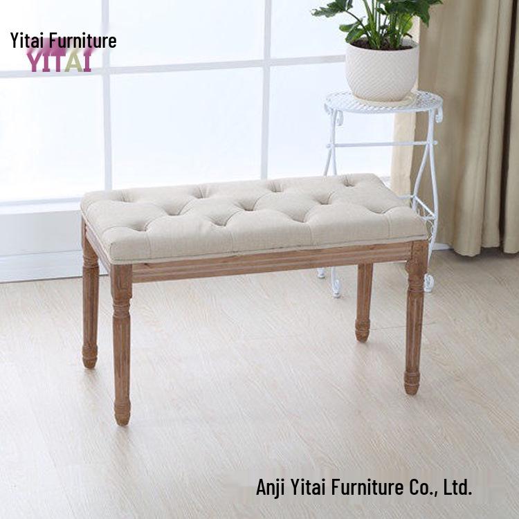 Modern European Solid Wood Shoe Bench - Retro Dressing Stool & Bedside Footstool