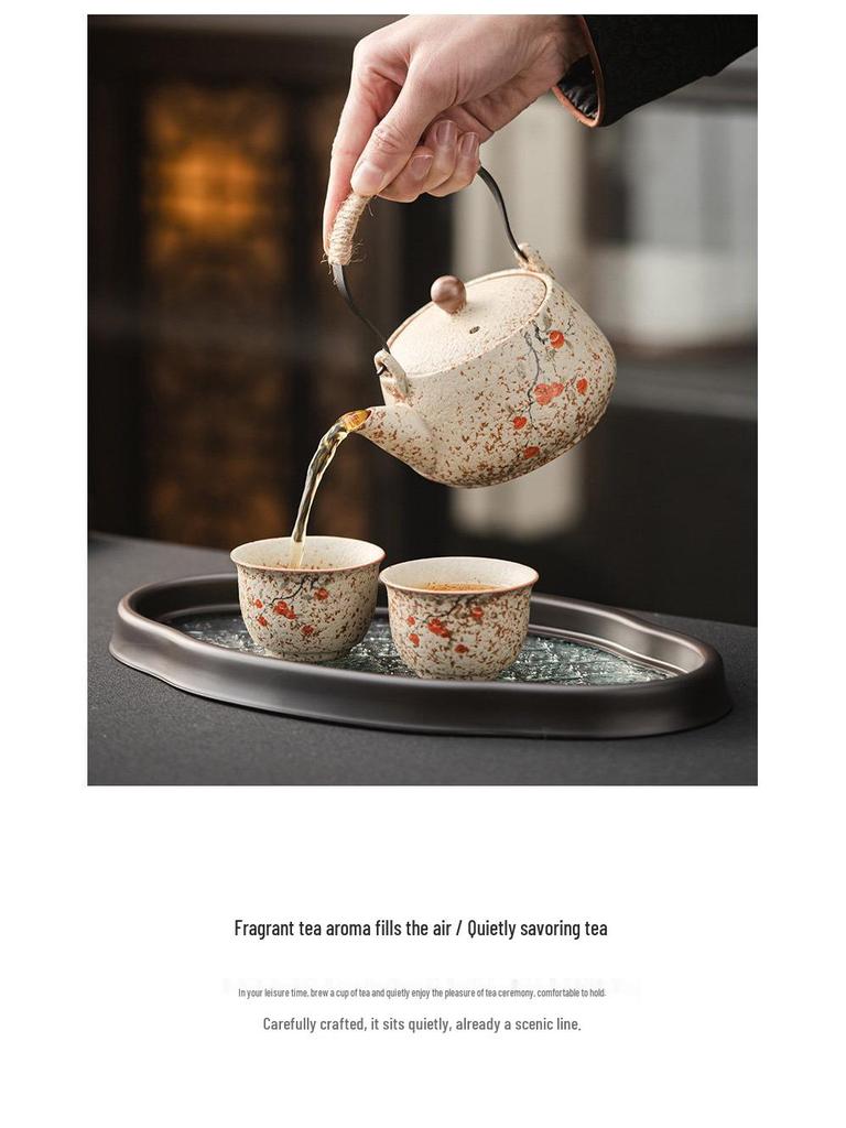 Firestone Gaiwan Tea Set: High-End Ceramic Teapot, Teacup, Handle Kettle for Home or Office Tea Brewing.