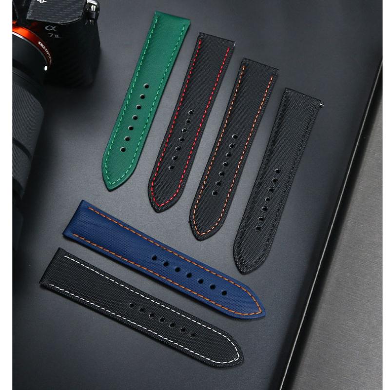 Fiber Nylon Leather Watchband For Tudor Mido Tag Heuer Citizen Seiko Huawei Male Canvas Watch Strap Waterproof 20 21mm 22mm 23mm