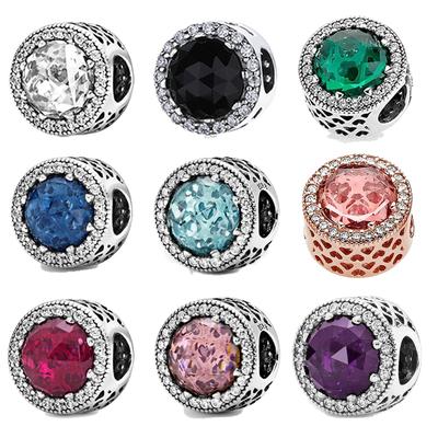 Genuine 925 Sterling Silver Pave Black Faceted Opal Beaded Cz Charm Fit Fashion 3mm Bracelets Fashion Fashion Silver Jewelry