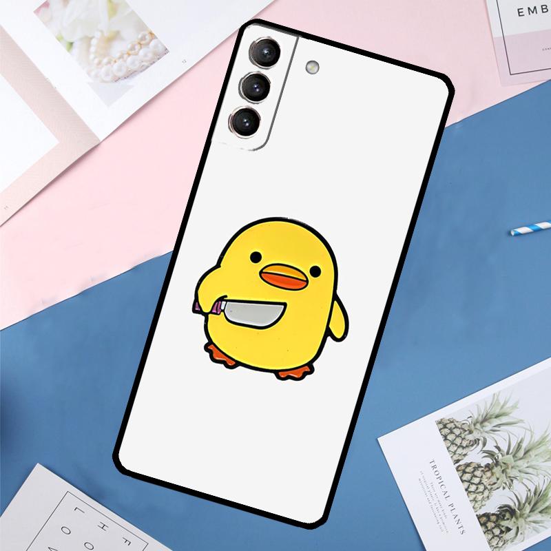 Cartoon Duck Knife Case For Samsung Galaxy S24 Ultra S21 S22 S23 S25 Ultra S9 S10 Plus S20 FE S25 FE Back Cover