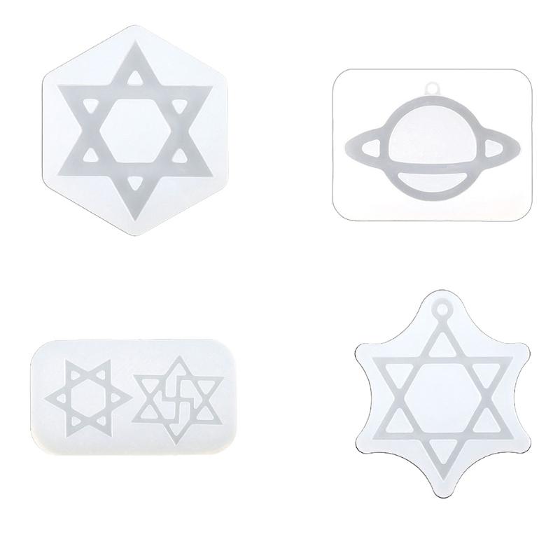 Shiny Glossy Six-pointed Star/Little Planet Keychain Silicone Epoxy Resin Mold DIY Pendant Jewelry for Halloween Gift