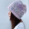 New Bohemian Style Knitted Hat for Women Stacked Hat  Face Showing Small and Versatile Hollow Lace Hat