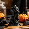 3D Geprinte Doodshoofd Beelden Dansend Grim Koppel Beeldje, Gotisch Met Kap Schedel Niche Verzamelaars Beeld, Donkere Esthetiek Tafelblad Decoratie, Halloween