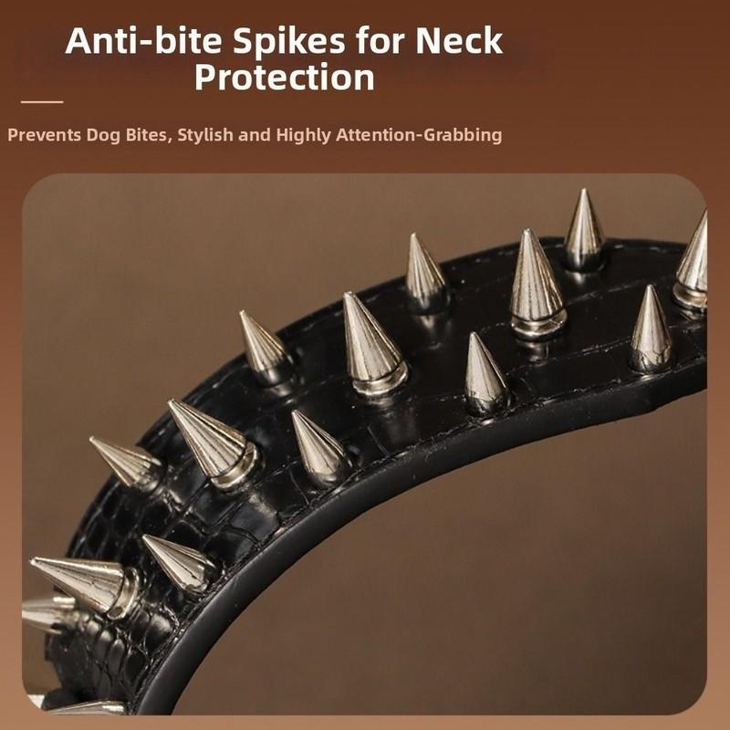 Anti-bite Spiked Dog Collars Widen Heavy Duty PU Leather Pet Necklace Sharp Anti-Chew Rivets Pet Collar Outdoor Dog Walking