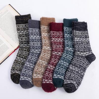 3 Pairs of Men Autumn and Winter New National Style Imitation Ferrets Thickened Warm Rabbit Wool Tube Socks