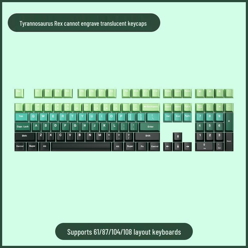 PBT Gradient Color Mechanical Keyboard Keycaps, Personalized Double Shot, Side Printed, Translucent, Five-Sided Dye Sublimation, Full Set