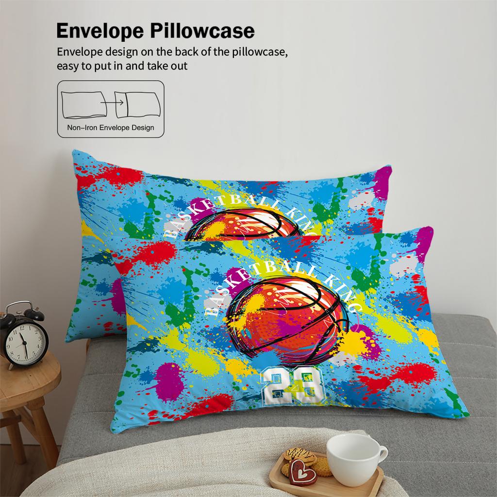 3-piece set, colorful basketball pattern printed duvet set, queen, king, double bed, party  funny and creative bedding set