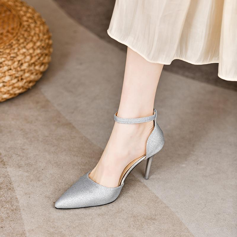 Fashion Womens High Heels2024Summer Sexy Pointed Toe Nightclub Party Shoes Patent Leather Slip-on Shallow Top Womens High Heels