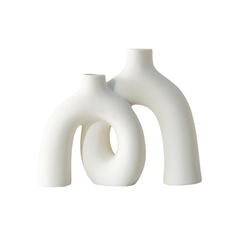 Nordic Style White Ceramic Vase for Elegant Living Room Flower Arrangements