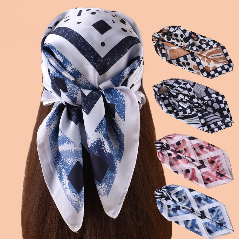 1PC Women's Spot Print Thin Satin Silk-Like Square Scarf Bohemian Casual Neck Wrap Lightweight Comfortable Spring Daily