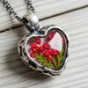Everlasting Flower Heart Necklace Vintage Floral Jewelry Flowers in Heart Charm Handmade Necklace for Women Anniversary Valentine's Day Gift