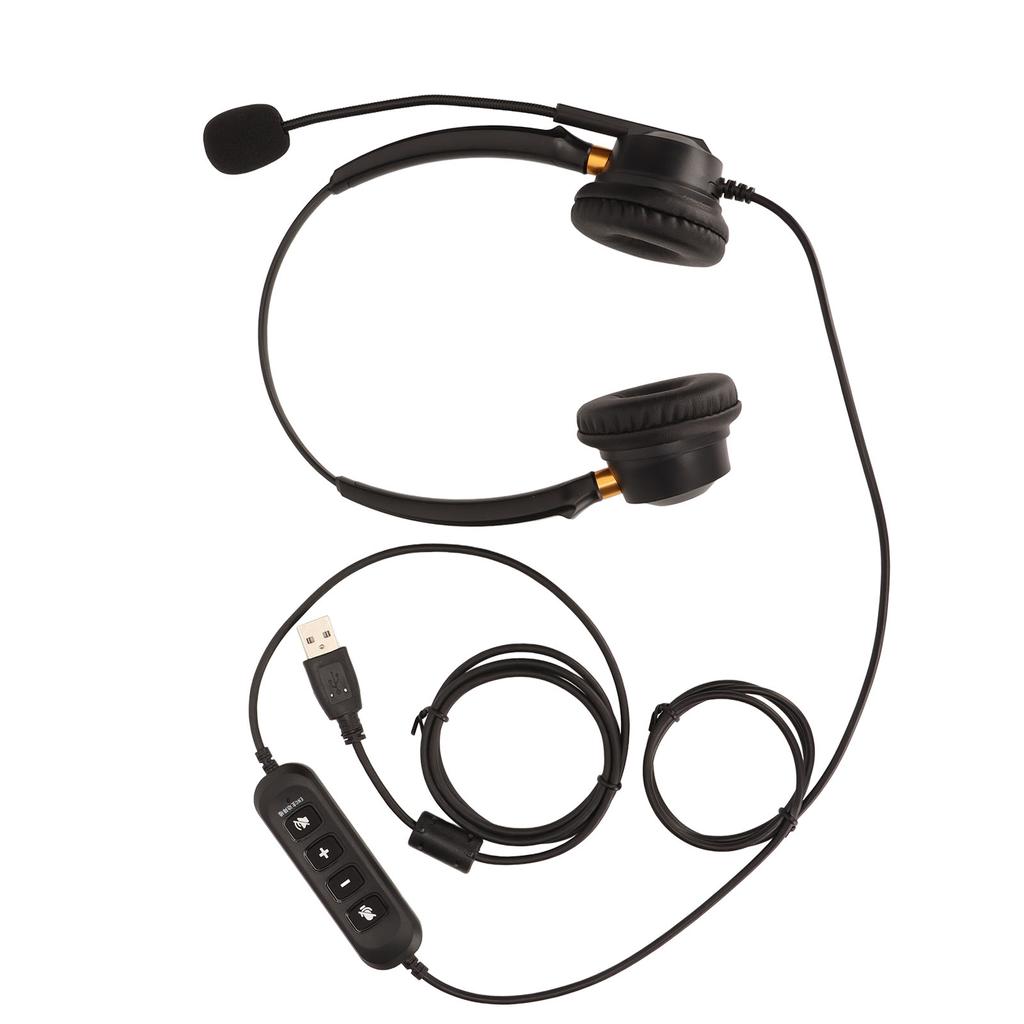 USB-Business-Headset ENC Noise Cancelling Binauraler kabelgebundener Bürokopfhörer mit Lautsprecherlautstärke