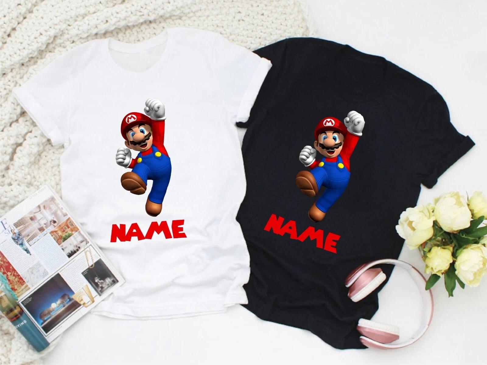 Personalised Super Mario Name T-Shirt, Luigi Video Game Unisex Kids Adult Shirt S