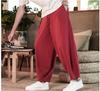 2023 New Man's Cotton Linen Pants Summer Loose Fit Drawstring Long Pants Solid Color Trousers Plus Size M-5XL
