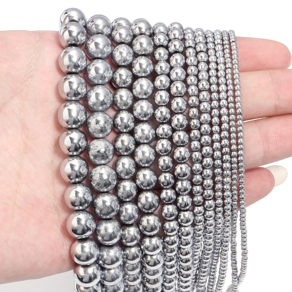 Apx 38-190pcs/Strand Round Hematite Beads Natural Stone Beads Loose Beads For Jewelry Making Diy Bracelet Accessories
