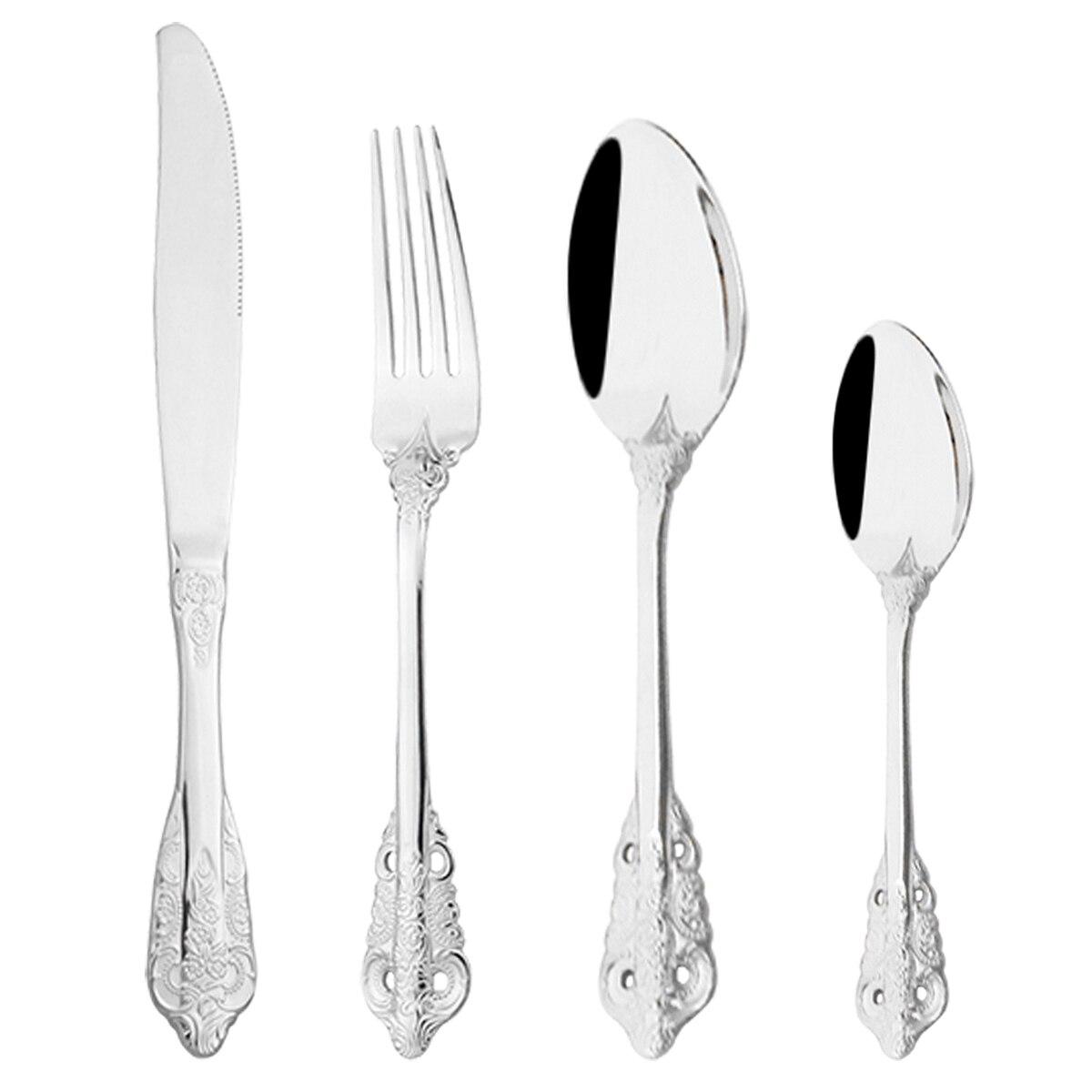 

4 шт. синий нержавеющая сталь королевский винтажный набор столовых приборов набор столовой посуды нож вилки кофейная ложка посуда свадебные столовые приборы набор столового серебра серебряный