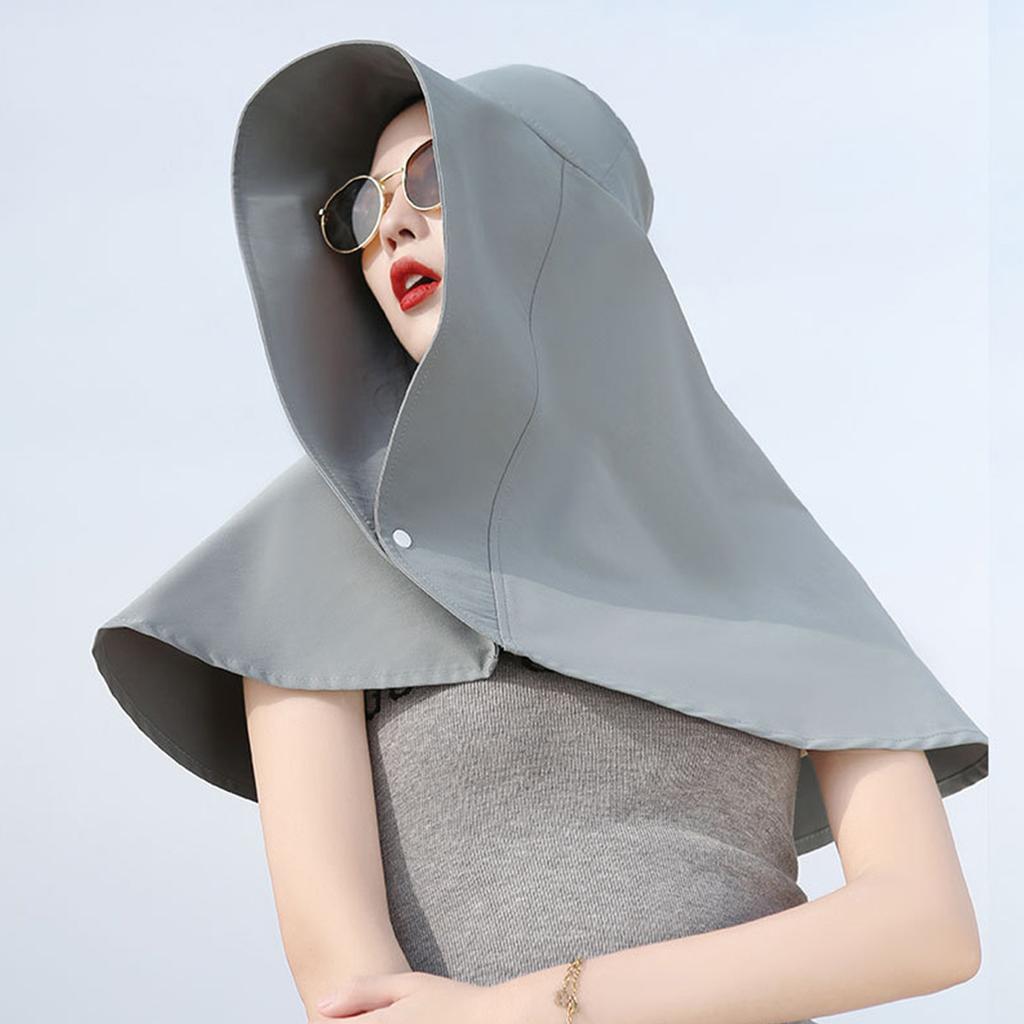 Women Sun Protection Fishing Hat Wide Brim UV Protection Sun Protection Hat for Summer Hiking Gardening Neck Protection Gray