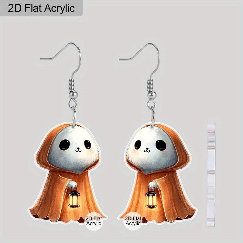 

Плоские акриловые серьги-подвески в виде оранжевого призрака-фонарика на Хэллоуин, праздничный подарок для женщин, праздничное украшение для вечеринки.