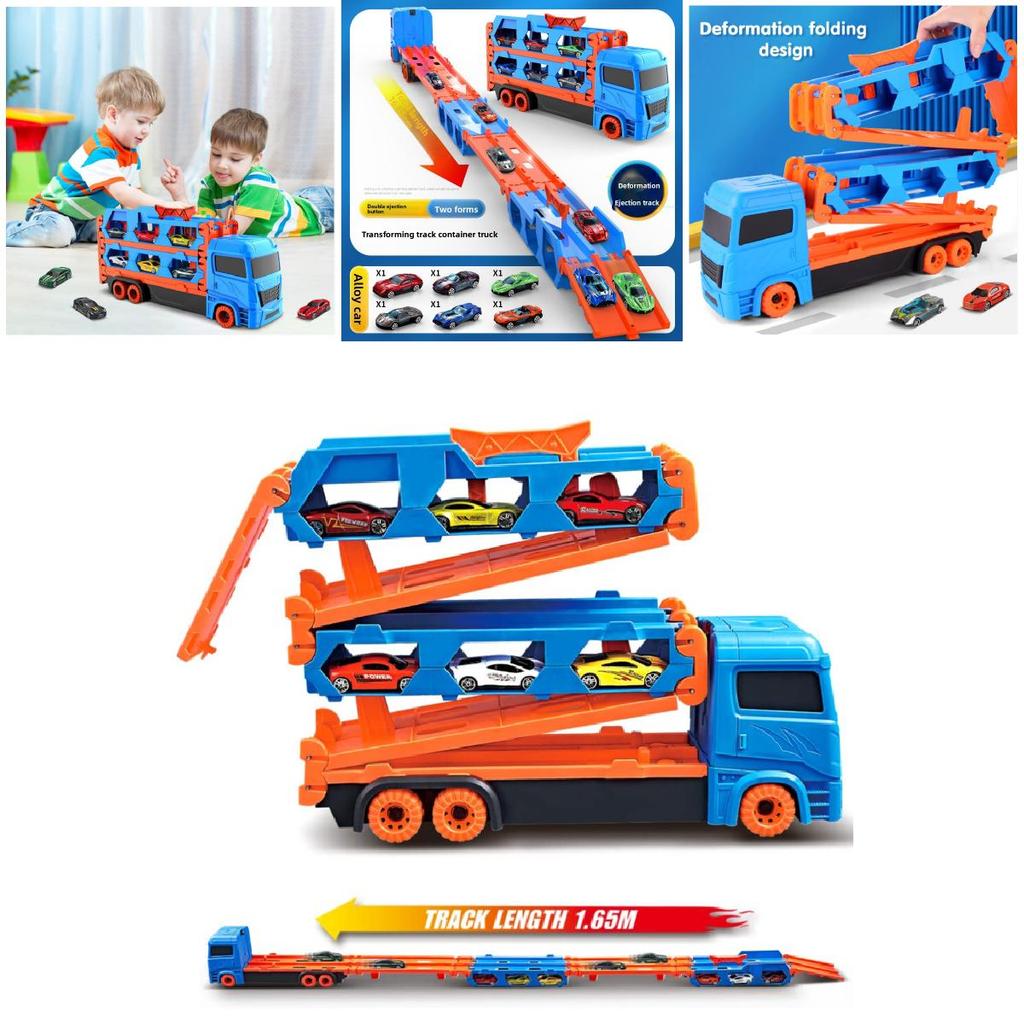 Childrens Large Track Car Set With Collapsible Metal Vehicles For Indoor Play And Development