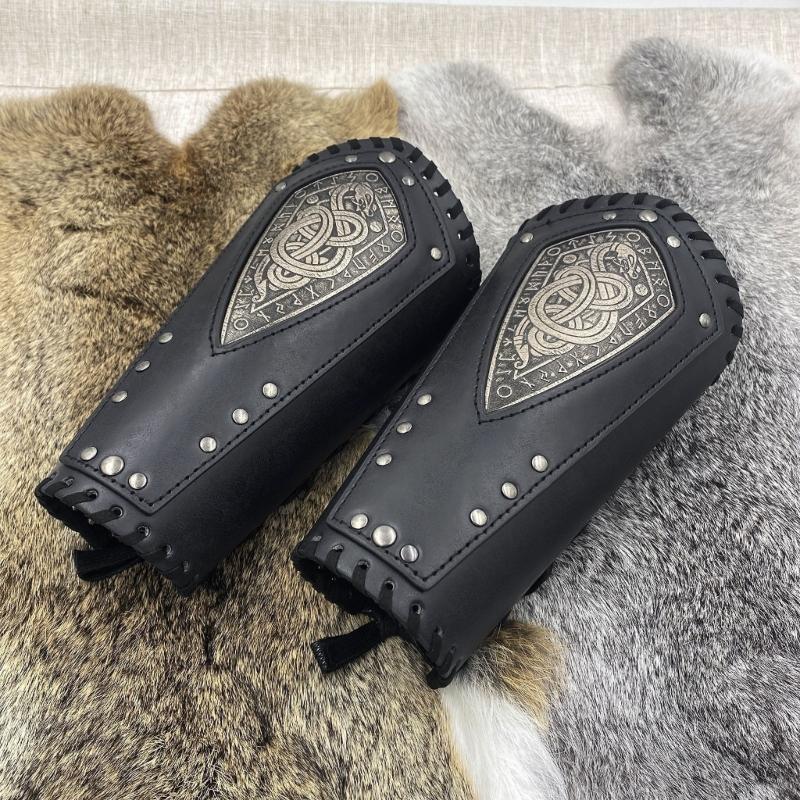 Halloween Medieval Arm Bracer with Embossed Pattern Adult Role Play Renaissances Pirate Knight PU Pirate Wristband