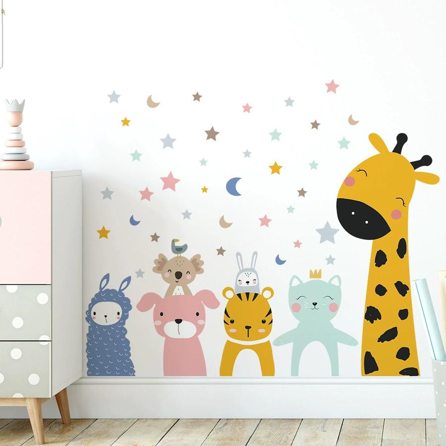 

Cartoon Jungle Animal Wall Stickers - Home Decoration Removable Decals For Kids Room, Nursery Decor Wall Art 30x60CM 2pcs