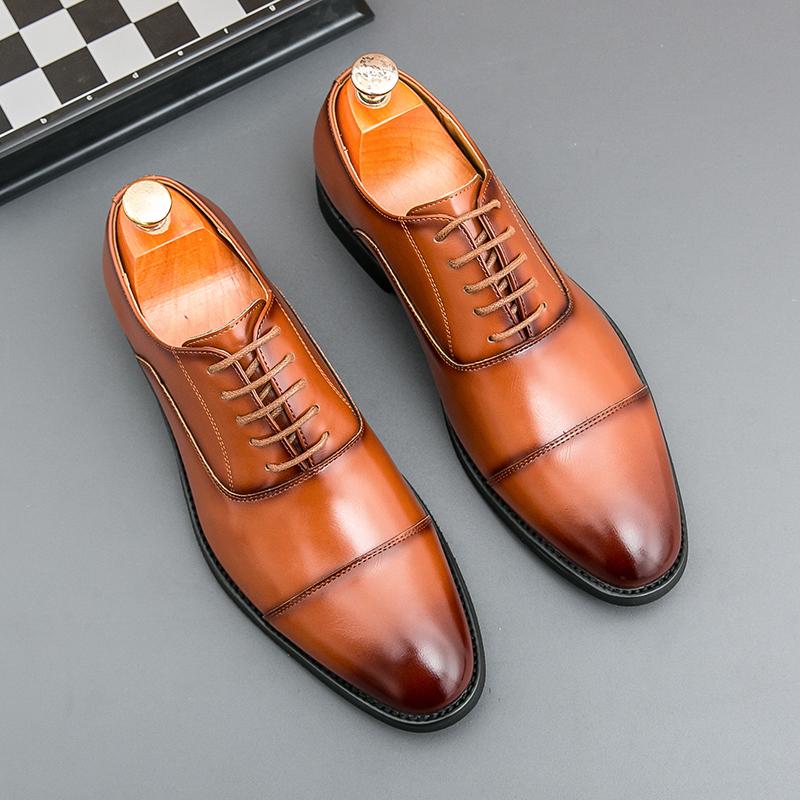 Fashion Classic Italian Style Mens Derby Formal Shoes Career Office Leather Shoes Pointy Toe Handmade Business Wedding Dress Shoes Men