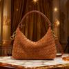 Soft Matte Leather Woven Lunch Bag Crossbody Shoulder Large Capacity Casual Style