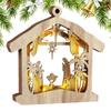 Lighted Nativity Scene Wood Religious Holy Family Statue Decor Nativity Set For Christmas For Fireplace Bedroom Office Desk