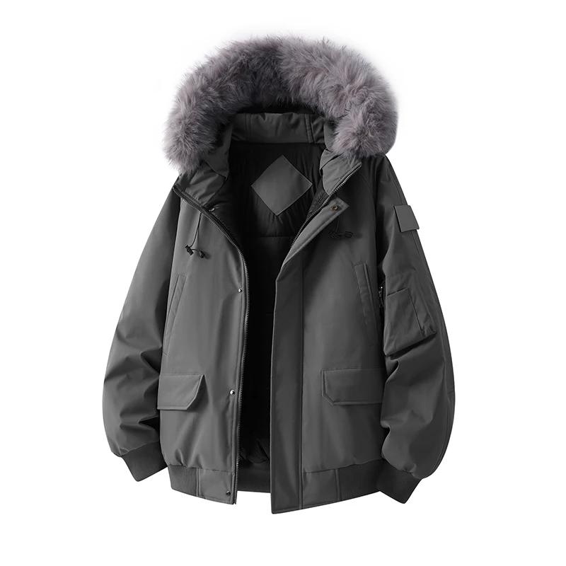 Herbst Winter Herren Kapuzenparka Herren Freizeit Kunstpelzkragen Mäntel Mann High Street Baumwolle Wattierte Jacke Unisex Outdoor Jacken