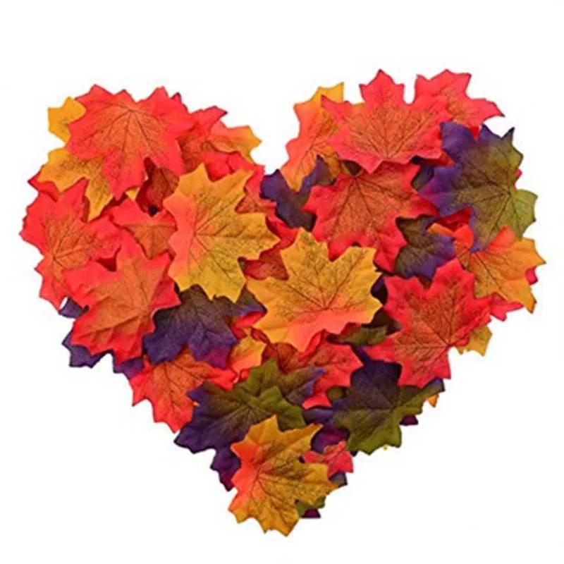 50Pcs  Artificial Maple Leaves for Home Decoration, Simulation Fake Fall Leaves, Autumn Leaves, Wedding Party, Fabric