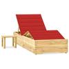 Day and Night - Day and Night Garden Lounger with Impregnated Pine Wood Table and Cushion
