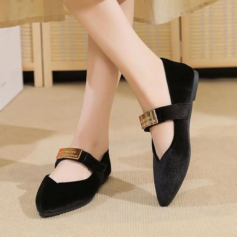 Fashion Ladies Footwear Purple One-line Buckle Office Pointed Toe Spring Summer 2025 Slip On Shoe With Discount Non Women's Flat Shoes