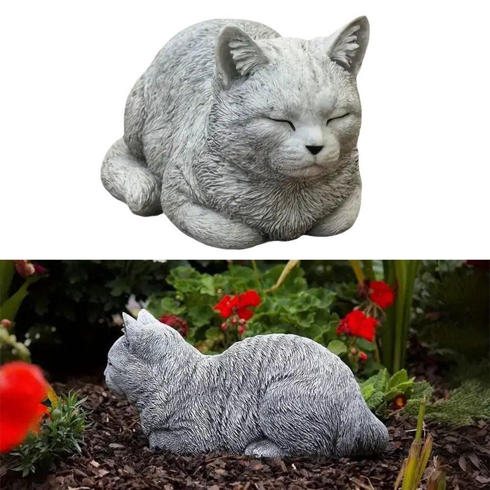Outdoor Garden Lawn Art Decoration Garden Ornament Cat Statue Durable Cat Pattern Animal Statue Home Decor Decoration Crafts