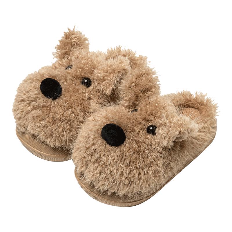 2025 Téli Aranyos Rajzfilm Kiskutya Gyerek Plüss Pamut Papucs Szülő-Gyermek, Lányoknak, Fiúknak és Nagyobb Gyerekeknek—Meleg & Kényelmes