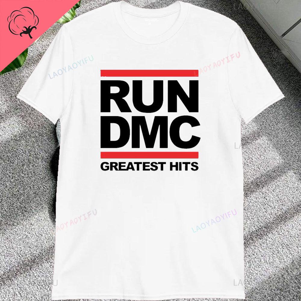 Vintage Run Dmc Hip Hop Rock Muisc Printed Graphic Male Tshirts Short Sleeve Streetwear Loose Women Tshirt Casual Fashion Tees